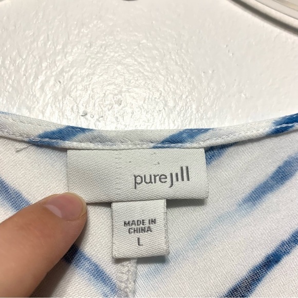 J. Jill Pure White & Blue Stripe 3/4 Sleeve Blouse Top Loose Fit size Large - Picture 3 of 10